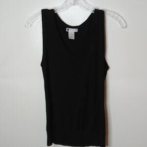 Carole Little Women's Black Medium knit sleeveless top. Layering, Classic.